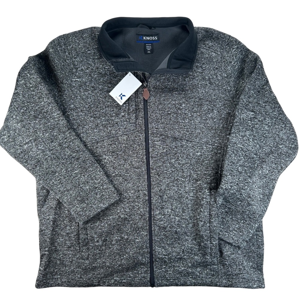 Knoss Bonded Sweater Fleece Jacket Mens 2XL Carbon Heather Grey Outdoor NWT